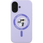 Karl Lagerfeld Silikonski ovitek Karl and Choupette z MagSafe za iPhone 16 - vijoličen