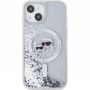 Karl Lagerfeld Liquid Glitter Karl and Choupette Heads Cover z MagSafe za iPhone 15 - srebrn