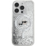 Karl Lagerfeld Liquid Glitter Karl and Choupette Heads Cover z MagSafe za iPhone 16 Pro Max - srebrn