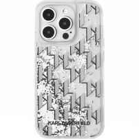 Karl Lagerfeld Liquid Glitter Monogram Gradient Cover za iPhone 15 Pro Max - srebrn