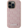 Karl Lagerfeld Monogram kovinski ovitek z logotipom MagSafe za iPhone 14 Pro Max - roza