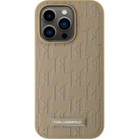 Karl Lagerfeld Monogram kovinski ovitek z logotipom MagSafe za iPhone 15 Pro Max - bež