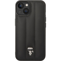 Karl Lagerfeld Quilted Puffy Metal Logo etui za iPhone 14 Plus - črna
