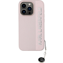 Karl Lagerfeld Ovitek Saffiano Rhinestone Charm za iPhone 15 Pro Max - roza