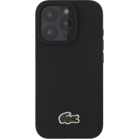 Lacoste Ovitek Iconic Petit Pique Woven Logo Cover z MagSafe za iPhone 16 Pro Max - črn