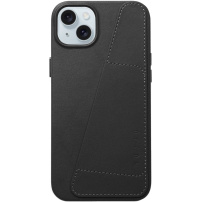 Mujjo Full Leather Wallet usnjeni ovitek z žepkom za kartice za iPhone 14 Plus - črna