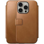 Nomad Modern Leather Folio flip etui z MagSafe za iPhone 15 Pro Max - sedlo rjavo