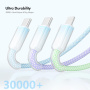 ENKAY pleten polnilni kabel - USB-A na 2x USB-C / Lightning - 1,2 m - barvit