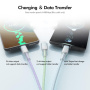 ENKAY pleten polnilni kabel - USB-A na 2x USB-C / Lightning - 1,2 m - barvit