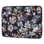 Torba z vzorcem modrih rož za iPad do 11" / MacBook do 12" - črna