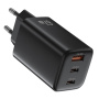 USAMS CC265 GaN adapter za hitro polnjenje z vrati 2x USB-C / USB-A - 67W - črn