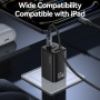 USAMS CC265 GaN adapter za hitro polnjenje z vrati 2x USB-C / USB-A - 67W - črn