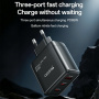 Yesido YC144 GaN hitri polnilni adapter z vrati 2x USB-C / USB-A - 65W - črn