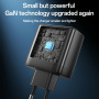 Yesido YC144 GaN hitri polnilni adapter z vrati 2x USB-C / USB-A - 65W - črn