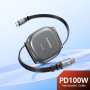 Toocki TQ-X105 izvlečni polnilni in podatkovni kabel - USB-C na USB-C - 1 m - siv
