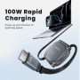 Toocki TQ-X105 izvlečni polnilni in podatkovni kabel - USB-C na USB-C - 1 m - siv