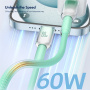 ENKAY Ice Clear pleten polnilni in podatkovni kabel - USB-C na USB-C - 1 m - oranžen