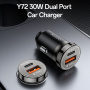 Yesido Y72 komplet avtopolnilca s priključki USB-C / USB-A in kablom USB-C na USB-C - 30W - 1 m - črna