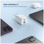 FIXED Mini GaN adapter za hitro polnjenje z vrati 2x USB-C / 2x USB-A - 65W - bel