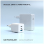 FIXED Mini GaN adapter za hitro polnjenje z vrati 2x USB-C / 2x USB-A - 65W - bel