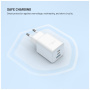 FIXED Mini GaN adapter za hitro polnjenje z vrati 2x USB-C / 2x USB-A - 65W - bel