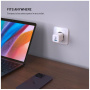 FIXED Mini GaN adapter za hitro polnjenje z vrati 2x USB-C / 2x USB-A - 65W - bel