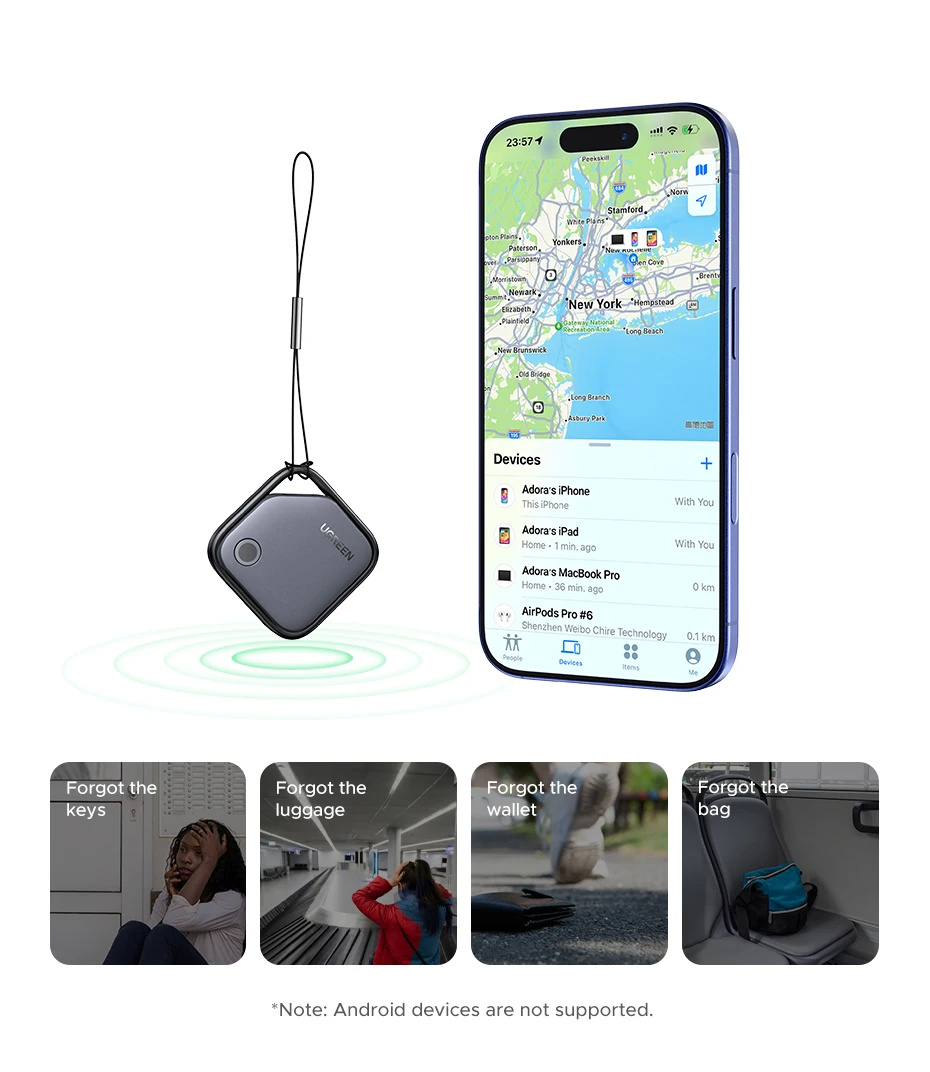 UGREEN CM816 smart lokator s podporo Find My - temno siv