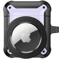 2v1 super odporen zaščitni ovitek za AirPods 1 / 2 / AirTag 1 / 2 - vijolična