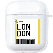 Silikonski okvir v dizajnu avijonske karte za AirPods 1 / 2 - London