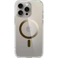 Spigen Ultra Hybrid MagFit transparentni ovitek z zlatim MagSafe za iPhone 15 Pro Max - jasno