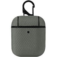 Tekstilni zaščitni ovitek s karabinom za Airpods - siva