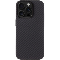 Tactical Aramid ovitek z vzorcem karbonskih vlaken in MagSafe za iPhone 16 Pro - temno siv