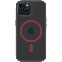 Tactical Hyperstealth 2.0 Transparent Cover z MagSafe za iPhone 15 - črno rdeč