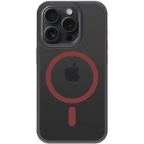 Tactical Hyperstealth 2.0 Transparent Cover z MagSafe za iPhone 15 Pro - črno rdeč