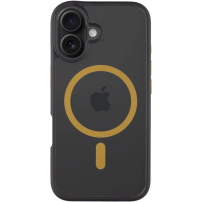 Tactical Hyperstealth 2.0 prozoren ovitek z rumenim MagSafe za iPhone 16 - črn