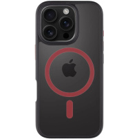 Tactical Hyperstealth 2.0 prozoren ovitek z rdečim MagSafe za iPhone 16 Pro - črn