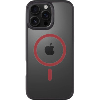 Tactical Hyperstealth 2.0 prozoren ovitek z rdečim MagSafe za iPhone 16 Pro Max - črn