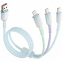 ENKAY pleten polnilni kabel - USB-A na 2x USB-C / Lightning - 1,2 m - barvit