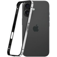 Zaščitni okvir za iPhone 16 Plus - črno-srebrn