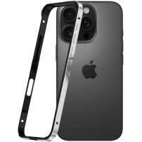 Zaščitni okvir za iPhone 16 Pro Max - črno-srebrn