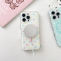 Sijoč ovitek s pikami in MagSafe za iPhone 16 Pro - belo-mavričen