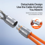 DUX DUCIS 2v1 silikonski polnilni in podatkovni kabel in pašček - USB-C na USB-C - 30 cm - oranžen