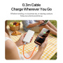 DUX DUCIS 2v1 silikonski polnilni in podatkovni kabel in pašček - USB-C na USB-C - 30 cm - oranžen