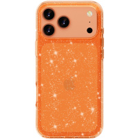 Prozoren ovitek z bleščicami za iPhone 17 Pro Max - oranžen