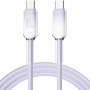 ENKAY Ice Clear pleten polnilni in podatkovni kabel - USB-C na USB-C - 1 m - vijoličen