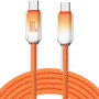ENKAY Ice Clear pleten polnilni in podatkovni kabel - USB-C na USB-C - 2 m - oranžen
