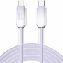 ENKAY Ice Clear pleten polnilni in podatkovni kabel - USB-C na USB-C - 2 m - vijoličen