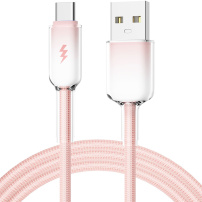 ENKAY Ice Clear pleten polnilni in podatkovni kabel - USB-A na USB-C - 1 m - rožnat