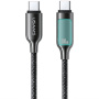 USAMS SJ750 pleten polnilni in podatkovni kabel z osvetlitvijo - USB-C na USB-C - 1,2 m - črn