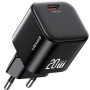USAMS CC260 GaN mini hitri polnilni adapter s priključkom USB-C - 20W - črn